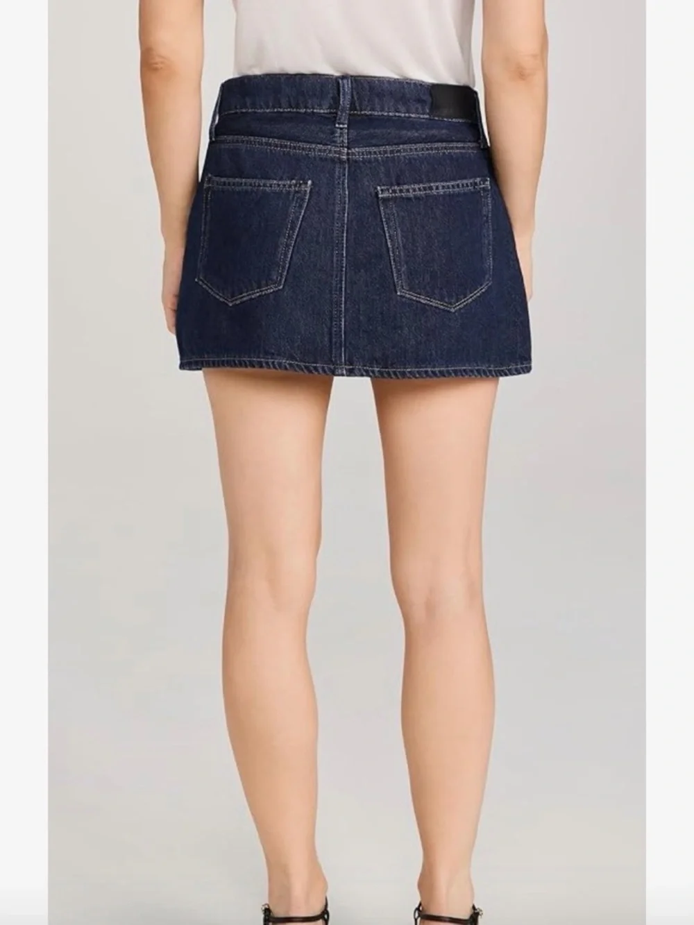 Paige Ryder Skirt Dark Wash Michiru Relaxed Fit Raw Hem Sz 32 NEW - Picture 1 of 11